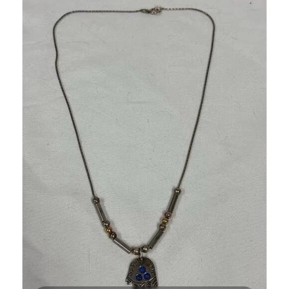 Sterling & Gold Plated Hand Charm Necklace - Picture 3 of 15